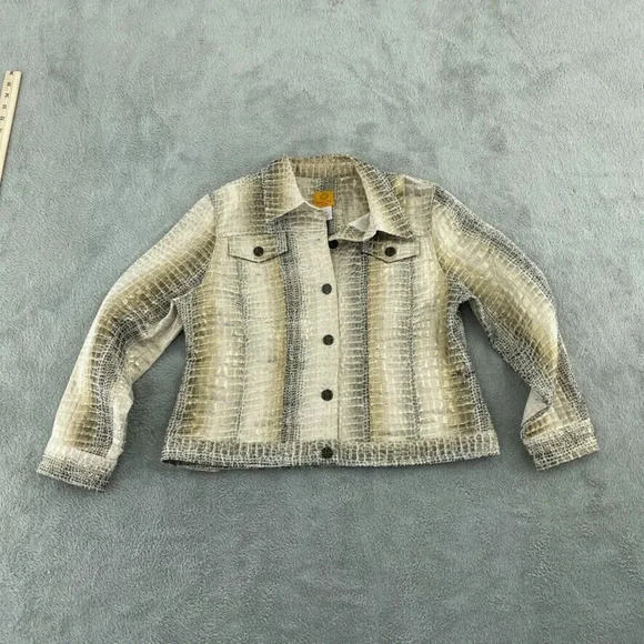 Ruby Rd snake skin print Jacket womens 12P button front 0726 - Picture 1 of 7